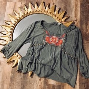 🌺 Ecote Embroidered Long Sleeve Crop Top🌺